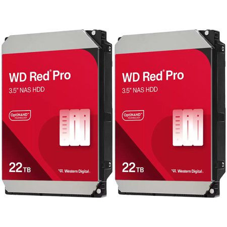 WD Red Pro 3.5" SATA III Internal NAS Hard Drive 22TB 512MB Cache 2-Pack
