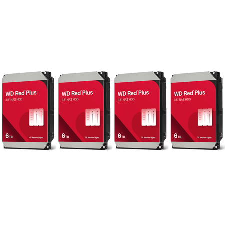 WD Red Plus 3.5" SATA III Internal NAS Hard Drive 6TB 4-Pack