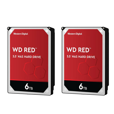 WD 2 Pack Red 6TB 5400 rpm IntelliPower, SATA III 3.5" Internal NAS HDD