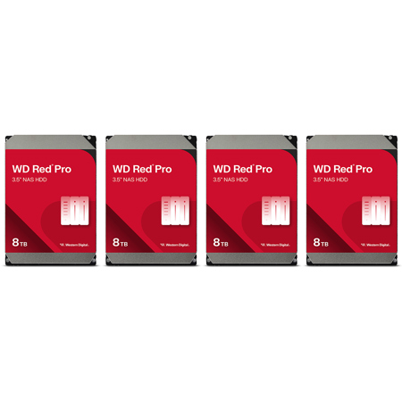 WD Red Pro 3.5" SATA III Internal NAS Hard Drive 8TB 256MB Cache 4-Pack