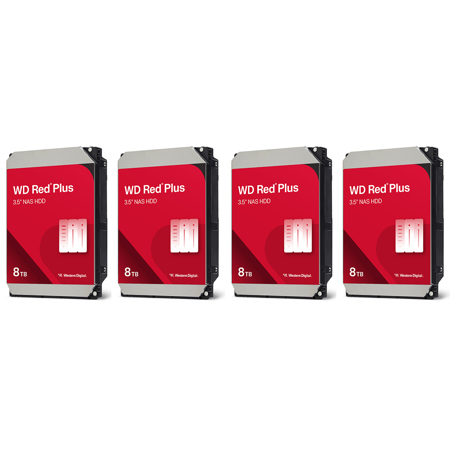 WD Red Plus 3.5" SATA III Internal NAS Hard Drive 8TB 4-Pack