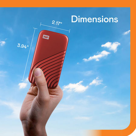 WD My Passport 2TB USB 3.2 Gen 2 Type-C Portable External SSD, Red