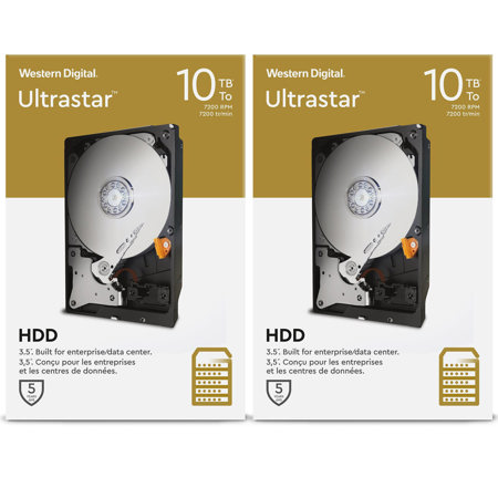2 Pack Ultrastar SATA Series 10TB SATA III 3.5" Internal Data Center Hard Drive, 7200 RPM