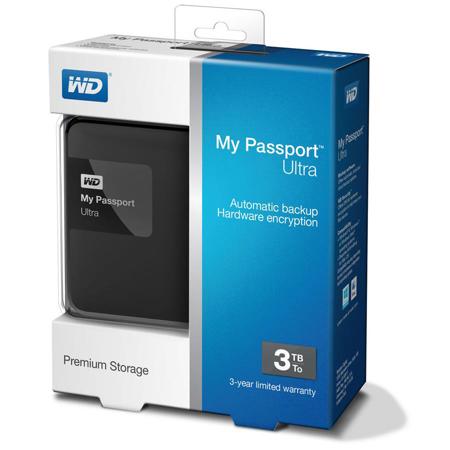 WD My Passport Ultra 3TB Hard Drive, Classic Black (2015)