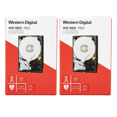 WD 2 Pack Red Pro 2TB SATA III 3.5" Internal NAS HDD, 7200 RPM