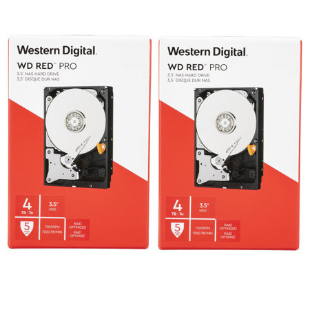 2 Pack Red Pro 4TB SATA III 3.5" Internal NAS Hard Drive, 7200 RPM