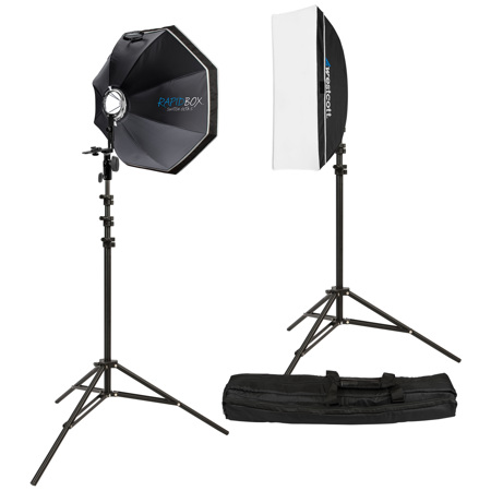 Westcott Rapid Box Switch Round Head Speedlite 2-Light Softbox Kit, Black