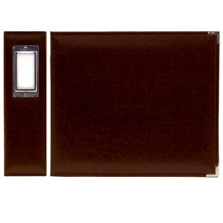 We-R-Memory Keepers Classic Leather Ring 8" x 8" Album, 10 Page Protectors hold 20 Photos - Cinnamon