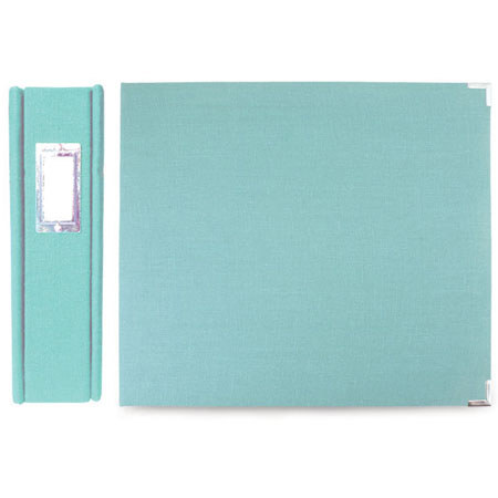 We-R-Memory Keepers Handmade Linen Post 12" x 12" Album, 10 Page Protectors hold 20 Photos - Aquamarine