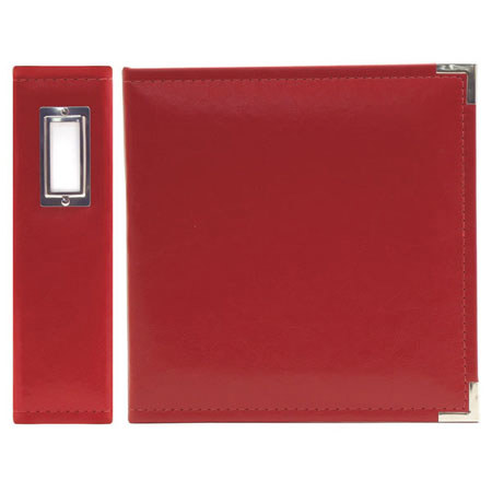 We-R-Memory Keepers Classic Leather Ring 5.5" x 8.5" Album, 10 Page Protectors hold 20 Photos - Real Red
