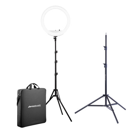 Westcott 18" Bi-Color LED Ring Light Kit w/Batteries & Stand,w/Extra Light Stand