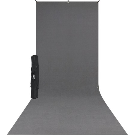 Westcott 5x12' X-Drop Wrinkle-Resistant Backdrop Kit, Includes Lightweight Stand and Carry Case, Neutral Gray Sweep