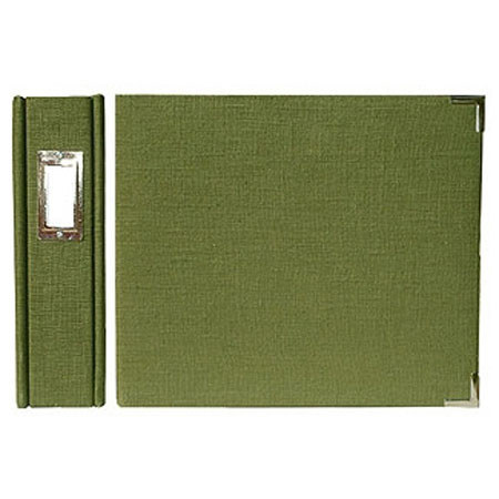 We-R-Memory Keepers Handmade Linen Post 12" x 12" Album, 10 Page Protectors hold 20 Photos - Avocado