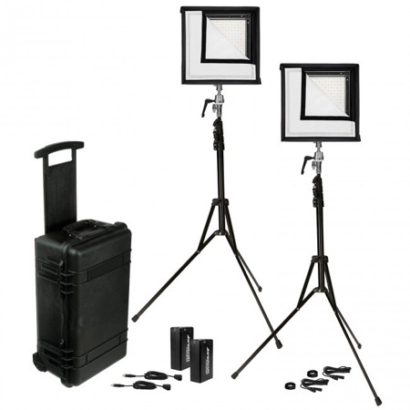 Westcott Flex 1x1' Bi-Color LED Mat 2-Light Cine Travel Kit with Batteries and AC Adapters