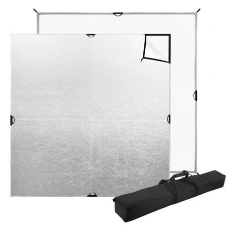 Westcott 6x6' Scrim Jim Cine Kit, Includes 3/4-Stop Diffuser, Silver/White Bounce Fabric, 4x 46" Frame Tube, 4x 22" Frame Tube, 4x 2D Corner Frame Connector, 4x 2" Straight Frame Connector