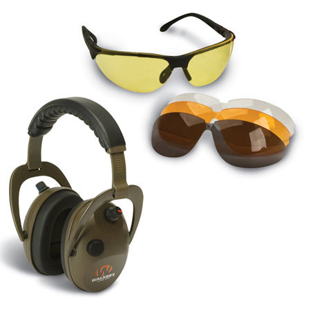 Walkers Aplha Power Muffs Electronic Earmuffs with Glasses and 4 Lenses