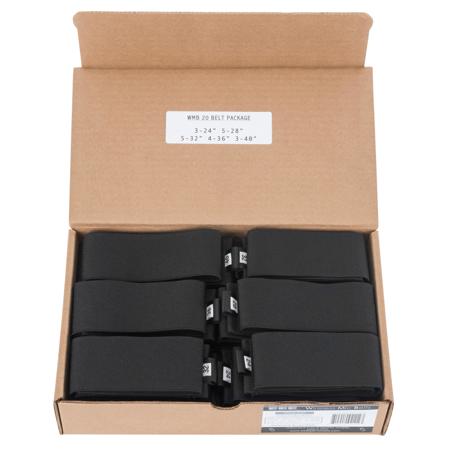 Wireless Mic Belts Assorted Size Belt Pack, Black, 20-Pack