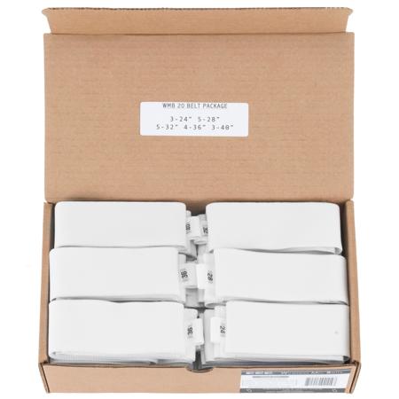 Wireless Mic Belts Assorted Size Belt Pack, White, 20-Pack