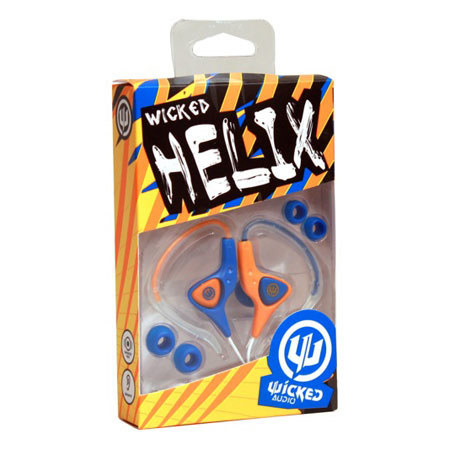 Wicked Helix WI-2001 In Ear Headphones, Blue and Orange