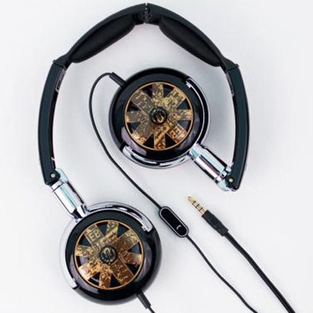 Wicked Audio Wicked WI-8151 Tour Portable Stylish Folding Black with Gold Design Headphone with Mic