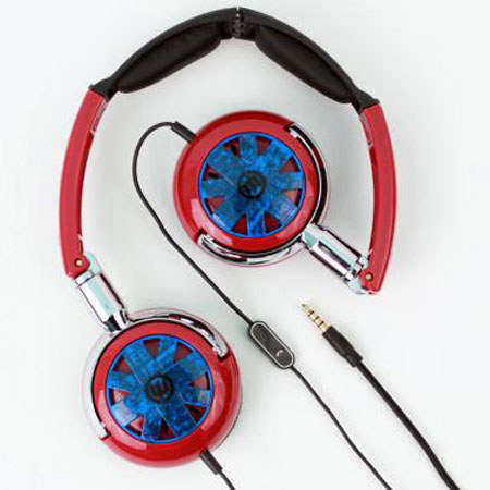 Wicked Audio Wicked WI-8152 Tour Portable Stylish Folding Red with Blue Design Headphone with Mic