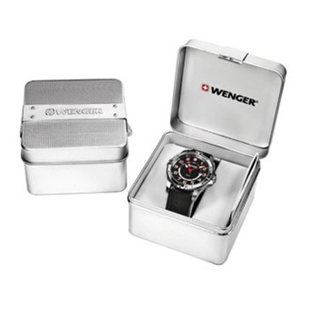 Wenger Field Classic Large Swiss Quartz Men's Watch, Silicone Strap, White/Black