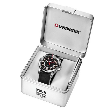 Wenger Field Classic Large Swiss Quartz Watch, Silicone Strap, Blue/Black