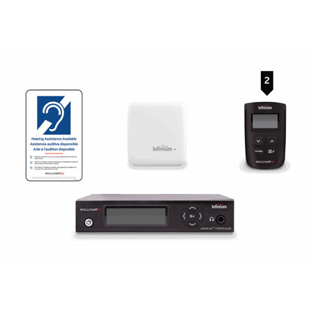 Williams Sound Infinium Auracast Wireless Broadcast Audio System with 2x BA-R1 Receivers and 2x HED-024 Headphones