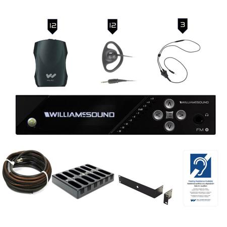 Williams Sound FM 557 Pro Plus Dual FM & Wi-Fi Listening System, 12x Earphones