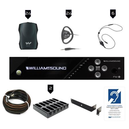 Williams Sound FM 557 Pro Plus Dual FM & Wi-Fi Listening System, 24x Earphones
