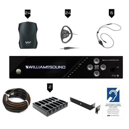 Williams Sound FM 557 Pro D Plus Dual FM & Wi-Fi Listening System, 24x Earphones