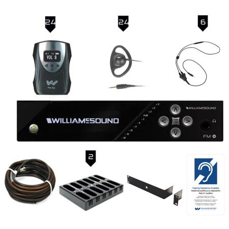 Williams Sound FM 558-24 Pro Plus Large Area Dual FM and Wi-Fi Assistive Listening System, Includes FM T55 Transmitter, 24x PPA R38N Receivers