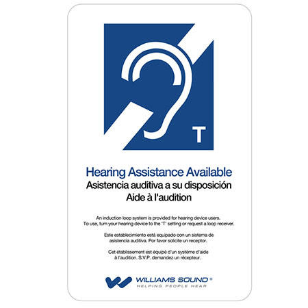 Williams Sound ADA Wall Plaque with T-Coil for Loop System