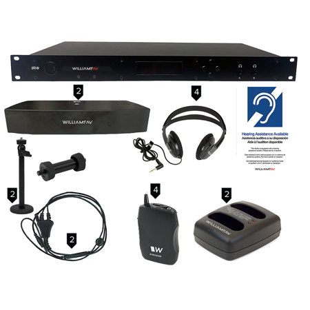 Williams Sound IR+ Complete System with IR M1 Control Center, 4x WIR RX22-4 IR Receiver