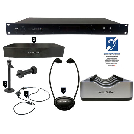 Williams Sound IR+ Secure System with IR M1 Control Center, 5x IR RX20 Receiver