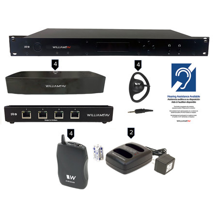 Williams Sound Large-Area Infrared Transmitter System with Dante and 4x Emitters