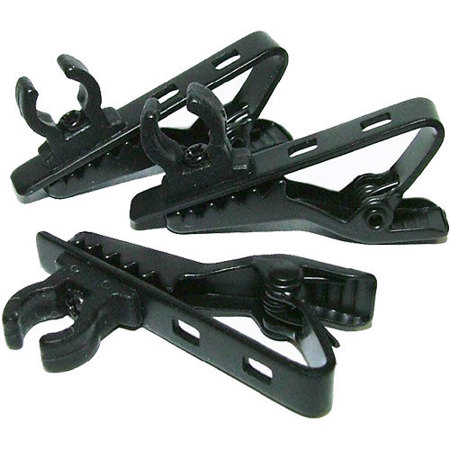 WindTech Pressure Fit "Snap-In" Type Lavalier/Lapel Microphone Tie Clips, 3-Pack
