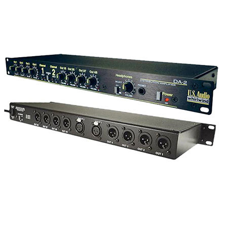 Whirlwind DA-2 2-Channel Audio Distribution Amplifier, 20Hz-20kHz Frequency Response, 112 Ohms Output Impedance, 8x 3-Pin XLR Male, 1/4" TRS Headphone Output