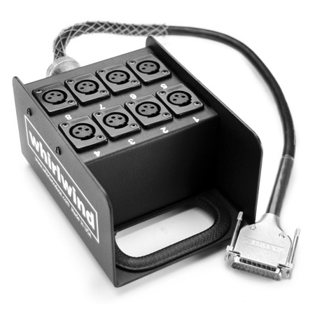Whirlwind 25' DB25 Male to Stage Box with 8 TRSF Gold/Digidesign/Tascam Analog Pinout, Canare MR202-8AT