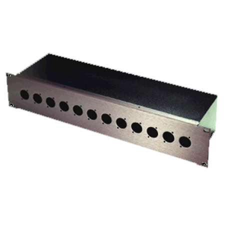Whirlwind 2 RU Punched Rack Panel with Back Box for 12 Neutrik D Connectors