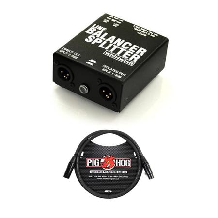 Whirlwind LBS 1x2 Line Balancer and Splitter With 3' 8mm XLR Microphone Cable