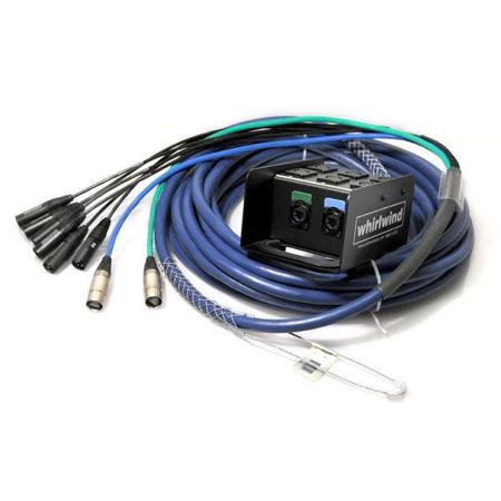Whirlwind 150' Box to Fan Medusa Data Snake Cable, 6 XLR Input, 2 Cat6 Ethercon