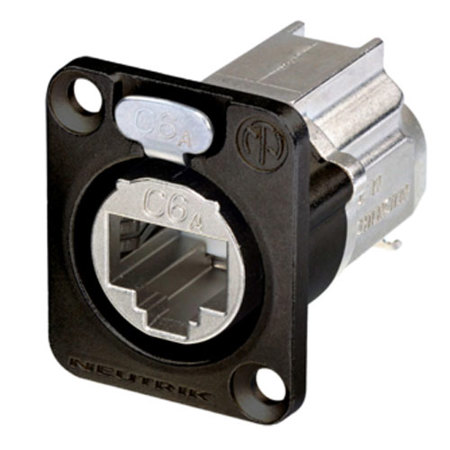 Whirlwind Neutrik D-shape CAT6A Panel Connector, Shielded, Black Housing