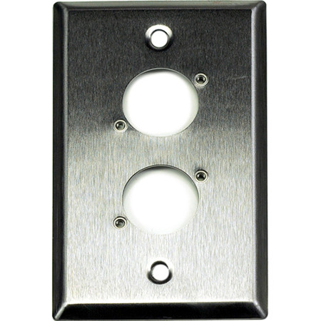 Whirlwind WP1/2H Wall Mounting Plate, 1Gang, Punched for 2 XLRs, Stainless Steel