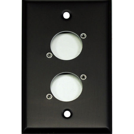 Whirlwind WP1B/2H Wall Mounting Plate, 1 Gang, Punched for 2 XLRs, Black