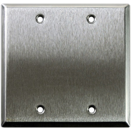 Whirlwind WP2/0H Wall Mounting Plate, 2 Gang, Blank, Stainless Steel