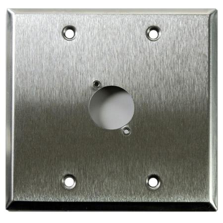 Whirlwind WP2/1H Wall Mounting Plate, 2 Gang, Punched for 1 XLR, Stainless Steel