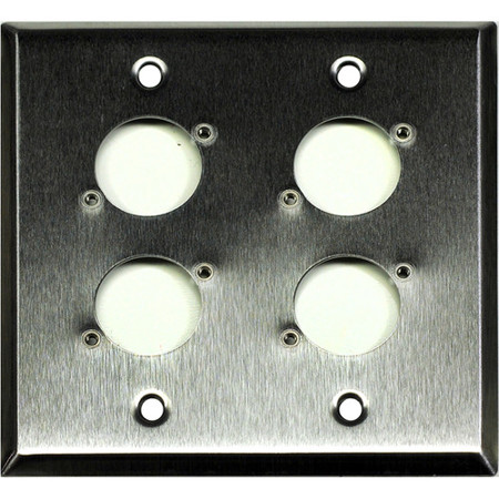 Whirlwind WP2/4H Wall Mounting Plate, 1 Gang, Punched for 4 XLRs, Stainless Steel