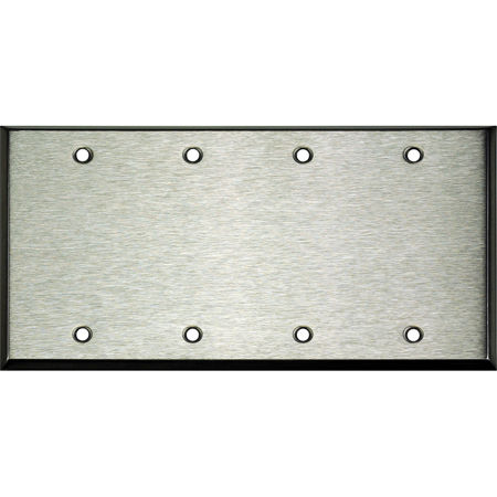 Whirlwind WP4/0H Wall Mounting Plate, 4 Gang, Blank, Stainless Steel