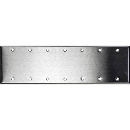 Whirlwind WP7/0H Wall Mounting Plate, 7 Gang, Blank, Stainless Steel